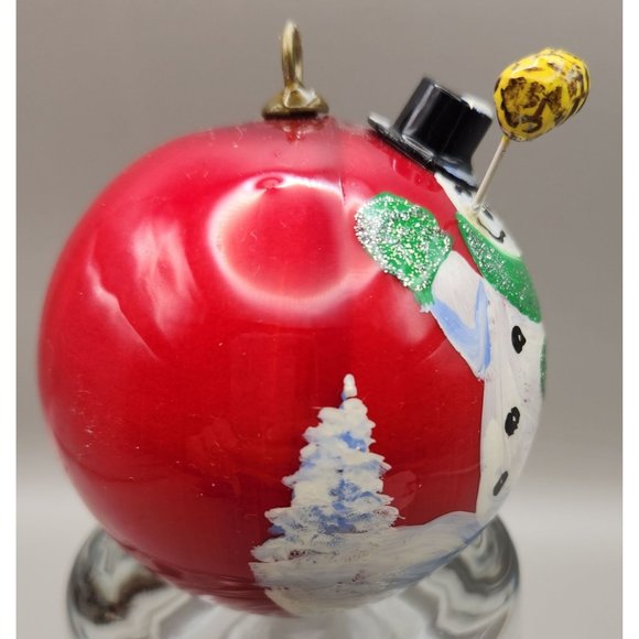 Vintage 3D Snowman Ornament Handmade Painted Styrofoam1996 Signed EUC - Picture 2 of 5